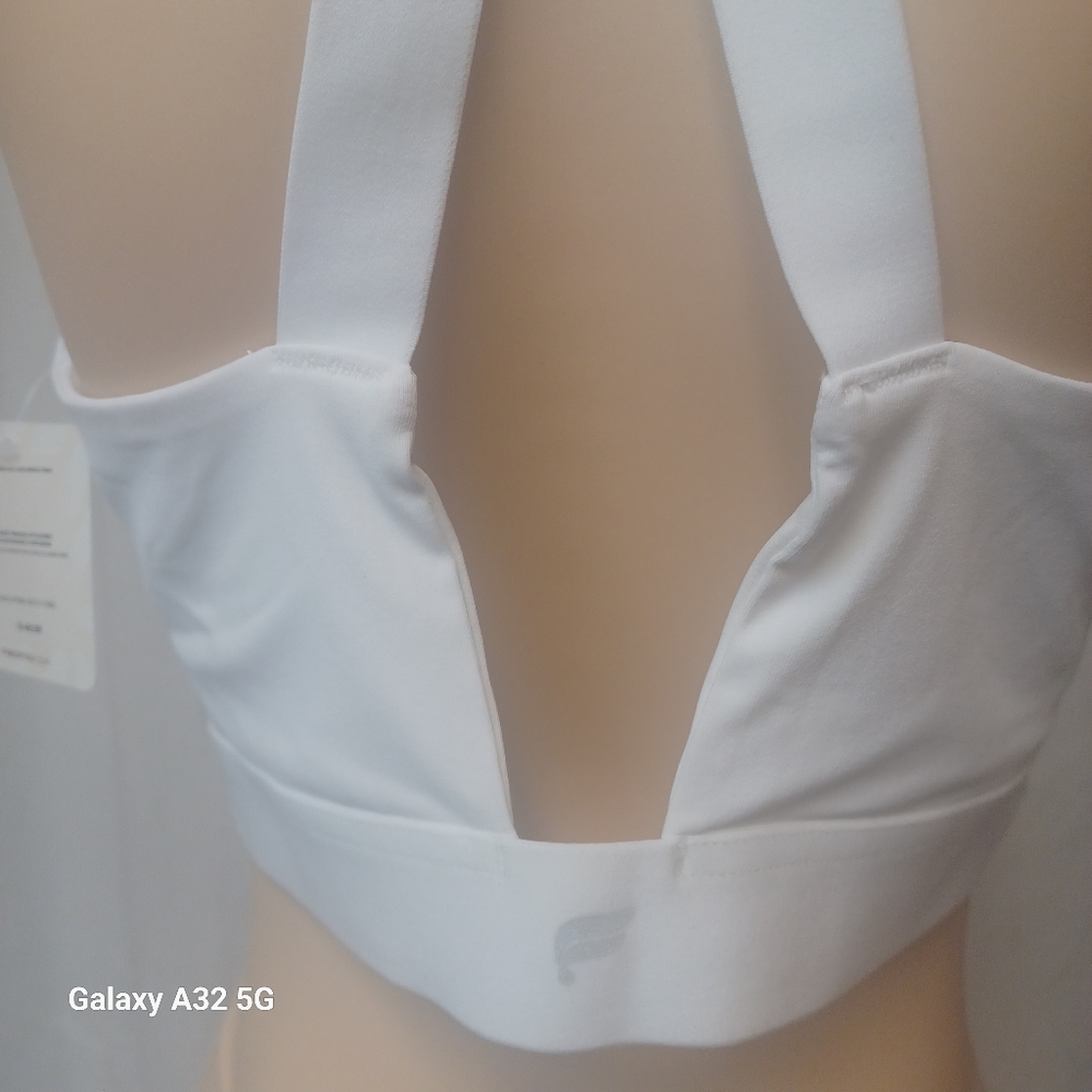 Fabletics  Bounce Impact Bra Size 3X White Halter Crop Bra Sport - Picture 8 of 12